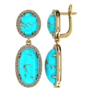 Серьги с бирюзой и бриллиантами